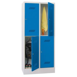 Garderobenschrank 2-tlg. = 4 Fächer, 10 cm hoher Sockel